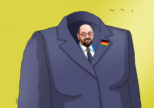 Cartoon: merkelkabat (medium) by Lubomir Kotrha tagged germany,angela,merkel,martin,schulz,wahlen,elections,euro,dollar,europe,world