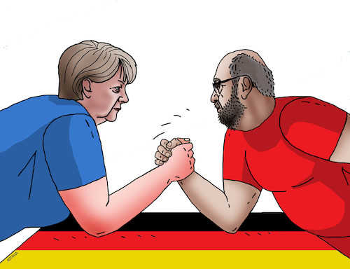 Cartoon: merkeltlak (medium) by Lubomir Kotrha tagged angela,merkel,versusu,martin,schulz,germany,elections,tv,europe