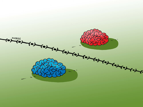 Cartoon: mozgozeme (medium) by Lubomir Kotrha tagged border,brains,border,brains