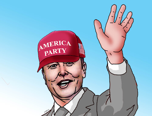 Cartoon: muskamerica (medium) by Lubomir Kotrha tagged musk,party,trump,usa,musk,party,trump,usa