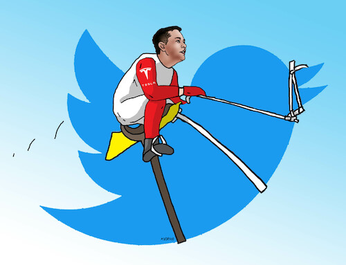 Cartoon: musktwitt2 (medium) by Lubomir Kotrha tagged elon,musk,twitter,elon,musk,twitter