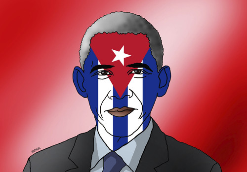 Cartoon: obamakuba (medium) by Lubomir Kotrha tagged obama,castro,kuba,usa,world