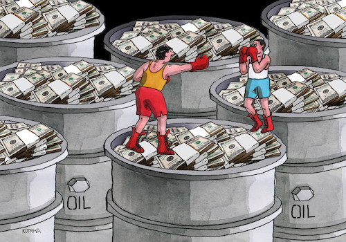 Cartoon: oilbox (medium) by Lubomir Kotrha tagged box,oil,barel,dollar,euro