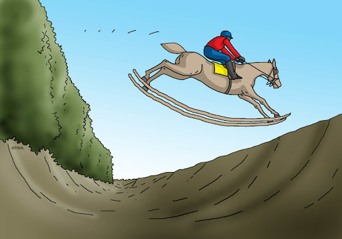 Cartoon: parduhup (medium) by Lubomir Kotrha tagged horses,racing