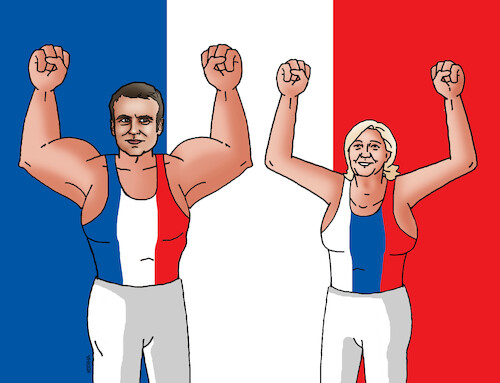 Cartoon: penmacron22a (medium) by Lubomir Kotrha tagged france,elections,macron,le,pen,france,elections,macron,le,pen