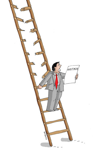 Cartoon: rebritika-far (medium) by Lubomir Kotrha tagged ladder,criticism,ladder,criticism
