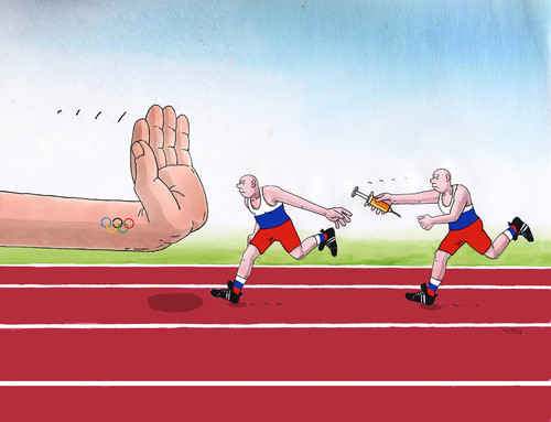 Cartoon: russtop (medium) by Lubomir Kotrha tagged russian,athletes,doping,and,the,olympics