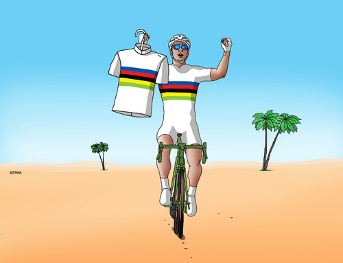 Cartoon: sagandoha (medium) by Lubomir Kotrha tagged peter,sagan,doha,tour,de,france,slovakia