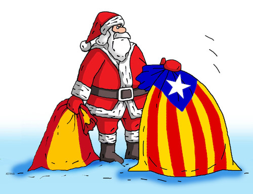 Cartoon: santakatalan (medium) by Lubomir Kotrha tagged catalonia,election,independence,spain,europe,euro,world