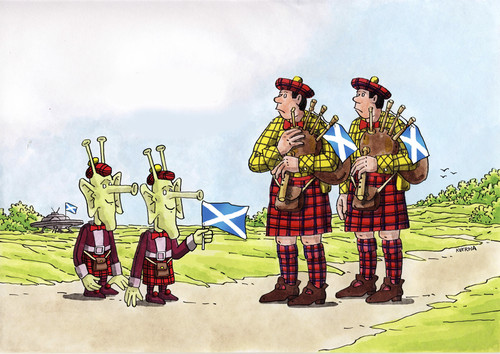 Cartoon: scotchufo (medium) by Lubomir Kotrha tagged scottish,referendum