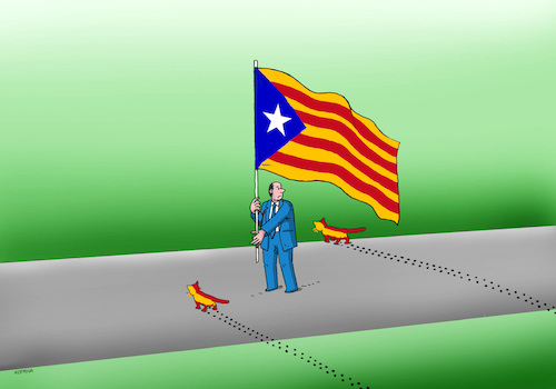 Cartoon: spaincatalan (medium) by Lubomir Kotrha tagged catalonia,independence,spain,europa,barcelona,madrid