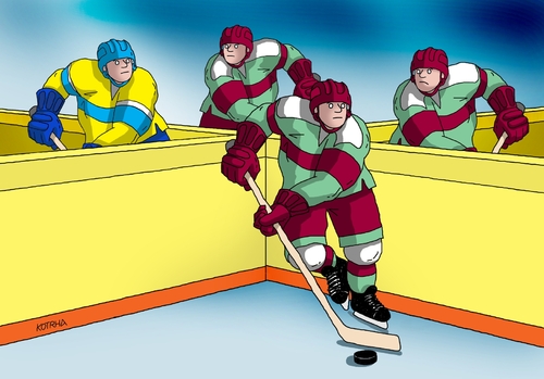 Cartoon: styrhok (medium) by Lubomir Kotrha tagged hokej,hockey,world,cup