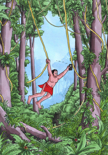 Cartoon: tarzanselfie (medium) by Lubomir Kotrha tagged selfie,internet,facebook,foto,tarzan