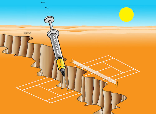 Cartoon: tenisvac22 (medium) by Lubomir Kotrha tagged tennis,vaccine,novak,djokovic,australia,tennis,vaccine,novak,djokovic,australia