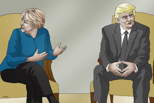 Cartoon: trumphands (medium) by Lubomir Kotrha tagged angela,merkel,donald,trump,usa,germany,hands