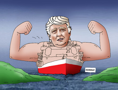 Cartoon: trumphorm2 (medium) by Lubomir Kotrha tagged trump,usa,iran,war,hormuz,trump,usa,iran,war,hormuz