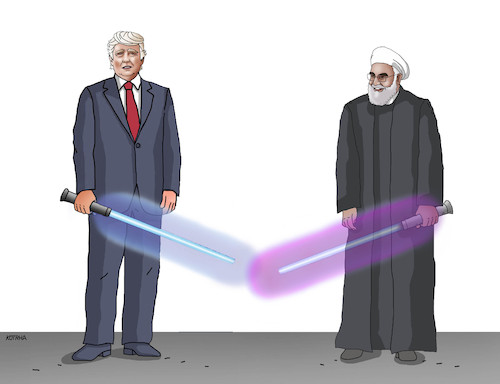 Cartoon: trumpiran (medium) by Lubomir Kotrha tagged iraq,usa,iran,war,trump,ruhani