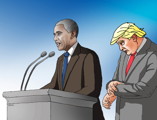 Cartoon: trumpobama (medium) by Lubomir Kotrha tagged usa,president,trump,obama,washington,world