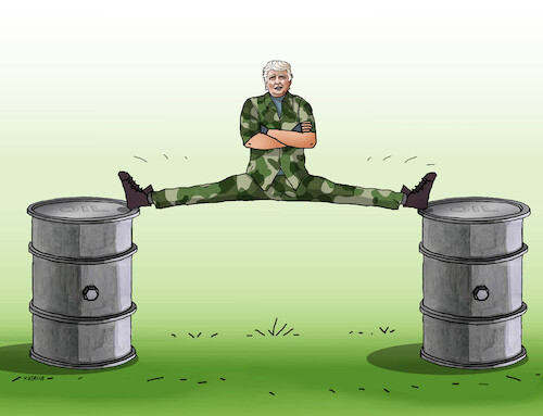 Cartoon: trumprop (medium) by Lubomir Kotrha tagged donald,trump,iran,war,oil,donald,trump,iran,war,oil