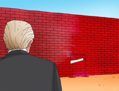 Cartoon: trumur (medium) by Lubomir Kotrha tagged donald,trump,usa,mexico,walls