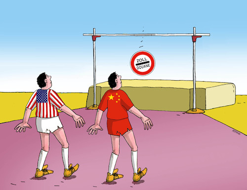 Cartoon: usachinaskok (medium) by Lubomir Kotrha tagged usa,china,trump,zoll,douane