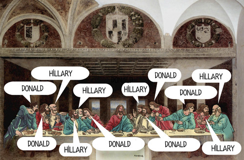 Cartoon: usahilldon (medium) by Lubomir Kotrha tagged hillary,clinton,donald,trump,usa,dollar,president,election,world