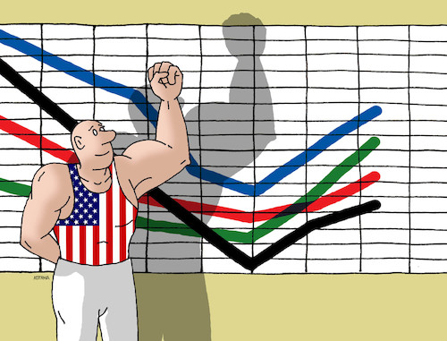 Cartoon: usahor (medium) by Lubomir Kotrha tagged usa,money,dollar,dow,jones,wall,street