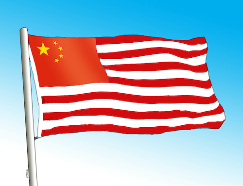 Cartoon: uschinflag (medium) by Lubomir Kotrha tagged china,usa,dollar,economy,money,china,usa,dollar,economy,money