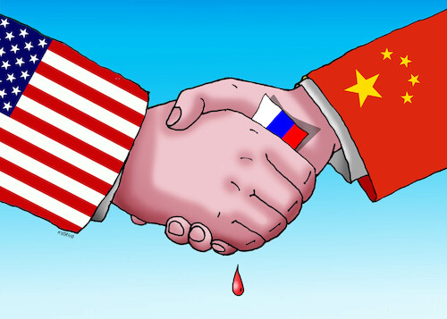 Cartoon: uschiruk (medium) by Lubomir Kotrha tagged world,usa,china,peace,war,economy,world,usa,china,peace,war,economy