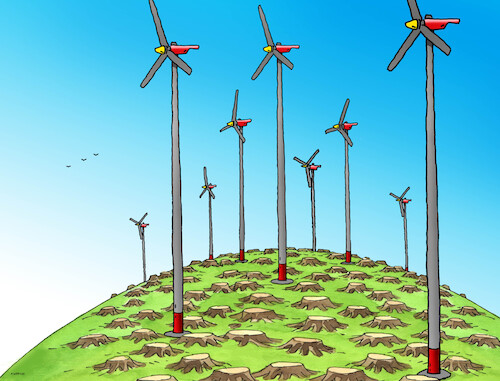 Cartoon: vetrostromy (medium) by Lubomir Kotrha tagged energy,atom,wind,energy,atom,wind