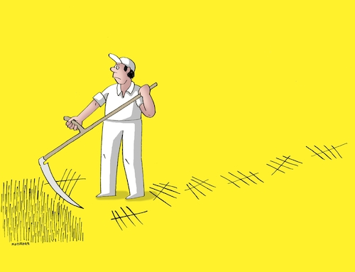 Cartoon: harvest grain mowing (medium) by Lubomir Kotrha tagged harvest,grain,mowing,harvest,grain,mowing