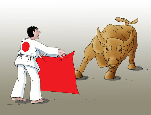Cartoon: japan vs usa (medium) by Lubomir Kotrha tagged japanese,yen,versus,us,dollar,japanese,yen,versus,us,dollar
