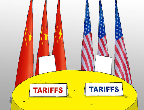 Cartoon: tariffs Donald Trump USA (medium) by Lubomir Kotrha tagged tariffs,donald,trump,usa,tariffs,donald,trump,usa