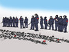 Cartoon: extremravce (small) by Lubomir Kotrha tagged protests,police,eu,world,imigrants