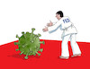 Cartoon: fedkarate (small) by Lubomir Kotrha tagged coronavirus,wall,street,fed,burza,dollar