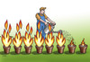 Cartoon: fire (small) by Lubomir Kotrha tagged fire,war,world,peace,usa,ukraine,russia