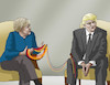Cartoon: merkeltrump (small) by Lubomir Kotrha tagged summit g20 germany hamburg merkel trump world dollar euro libra peace war