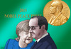 Cartoon: nobelpeace (small) by Lubomir Kotrha tagged nobel,peace,prize,merkel,germany,world,refugees