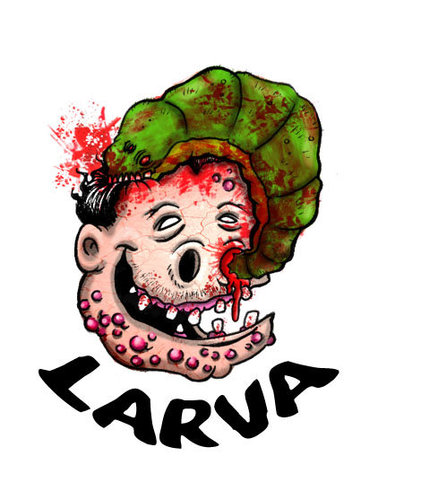 Cartoon: eat pig (medium) by maucho tagged pig,larvae,blood,animals,acne,muerte,cerebro,cena,draw