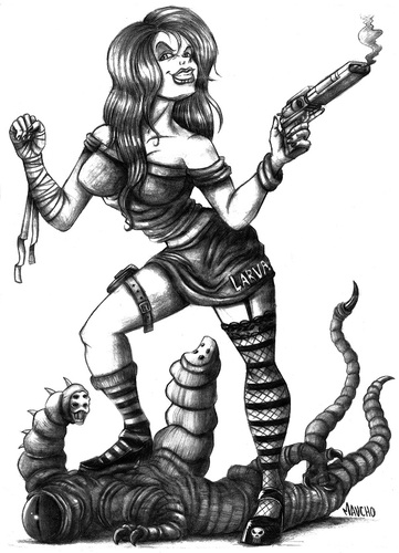Cartoon: larva girl (medium) by maucho tagged girl,larva