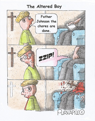 Cartoon: altered boy (medium) by armadillo tagged stabbing,death,boy,alter,priest,religion