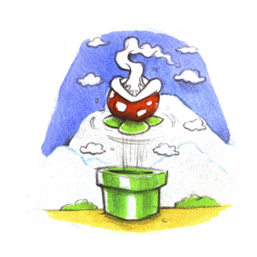 Cartoon: Smoking plant (medium) by Trippy Toons tagged super,mario,trippy,marihu,weed,cannabis,stoner,kiffer,ganja,video,game,plant,plfanze