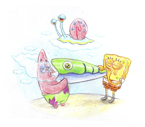 Cartoon: Sponge blowing smoke (medium) by Trippy Toons tagged spongebob,sponge,bob,squarepants,schwammkopf,eyes,augen,bloodshot,cannabis,marihuana,marijuana,stoner,stoned,kiffer,kiffen,weed,ganja,patrick,gary,snail,fish