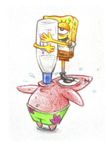Cartoon: Sponge vodka supply (medium) by Trippy Toons tagged spongebob,sponge,bob,squarepants,schwammkopf,patrick,star,alcohol,alkohol,vodka,wodka,drink,trinken,drunk,drunken,betrunken,sip,sipping,saufen,säufer