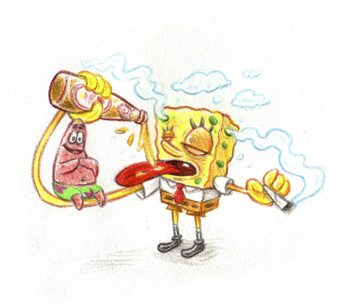 Cartoon: Sterni sipping sponge (medium) by Trippy Toons tagged spongebob,sponge,bob,squarepants,patrick,star,schwammkopf,eyes,augen,bloodshot,cannabis,marihuana,marijuana,stoner,stoned,kiffer,kiffen,weed,ganja,smoke,smoking,rauch,rauchen,alcohol,alkohol,beer,bier,sternburg,sterni,sip,sipping,saufen,trinken,betrinken,drunk,betrunken,besoffen