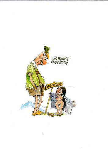 Cartoon: Einwanderung (medium) by Steffi und Siggi tagged einwanderung,politik