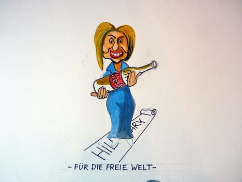 Cartoon: Für die freie Welt (medium) by Steffi und Siggi tagged wahlkampf,usa,amerika,hillary,clinton