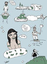 Cartoon: Traumsequenz (small) by zeichenstift tagged traum,dream,fantasy,fantasie,sky,himmel,wolken,menschen,vögel,human,bird,cheese,ufo,girl,sexy,frau,woman,mädchen,sinful,sünde,questions,fragen