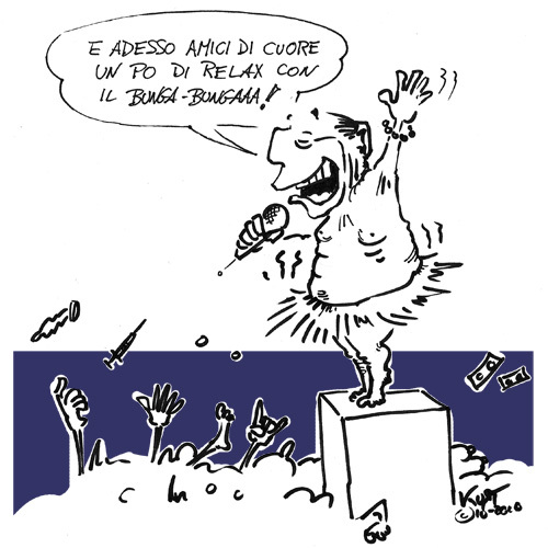 Cartoon: Bunga Bunga (medium) by kurtsatiriko tagged berlusconi,bungabunga,bunga