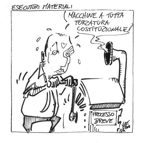 Cartoon: Esecutori materiali (medium) by kurtsatiriko tagged alfano,processo,breve